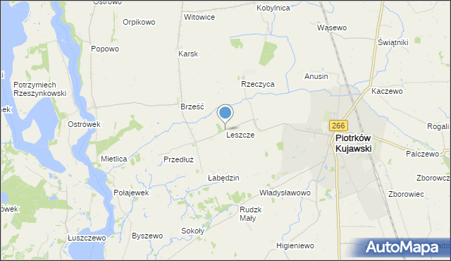 mapa Leszcze, Leszcze gmina Piotrków Kujawski na mapie Targeo